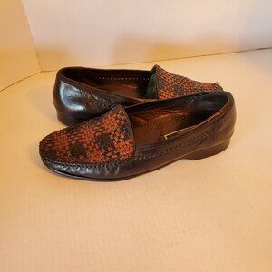 Bragano Mens size 11 Woven Leather Loafers UNIQUE Braided